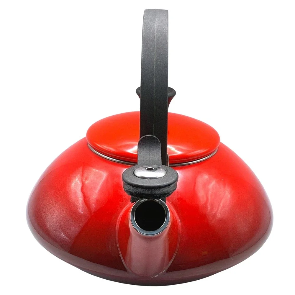 Le Creuset Zen Tea Kettle 1.6 Qt Cerise Red Enamel on Steel Whistling Stovetop